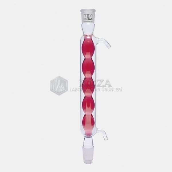 ISOLAB 033.13.253 soğutucu - bullu - 400 mm - dişi şilif : NS 29/32 - erkek şilif : NS 29/32 - cam yan kol (1 adet)