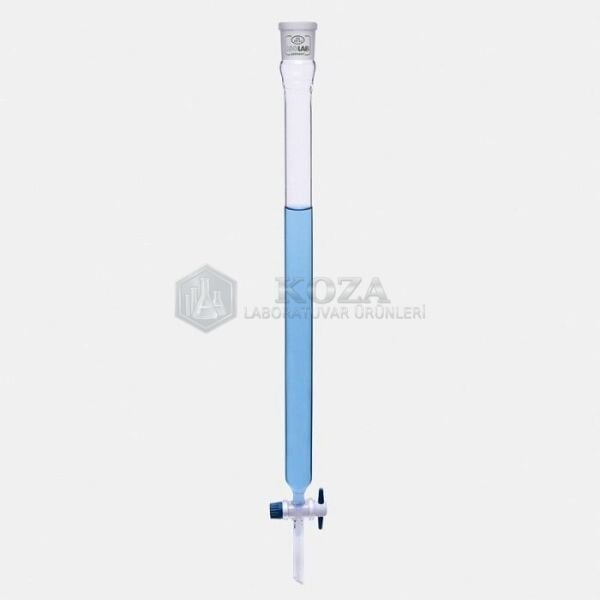ISOLAB 066.10.004 kromotografi kolonu - dişi şilifli & fritsiz - 600 mm - çap 30 mm - dişi şilif : NS 29/32 (1 adet)