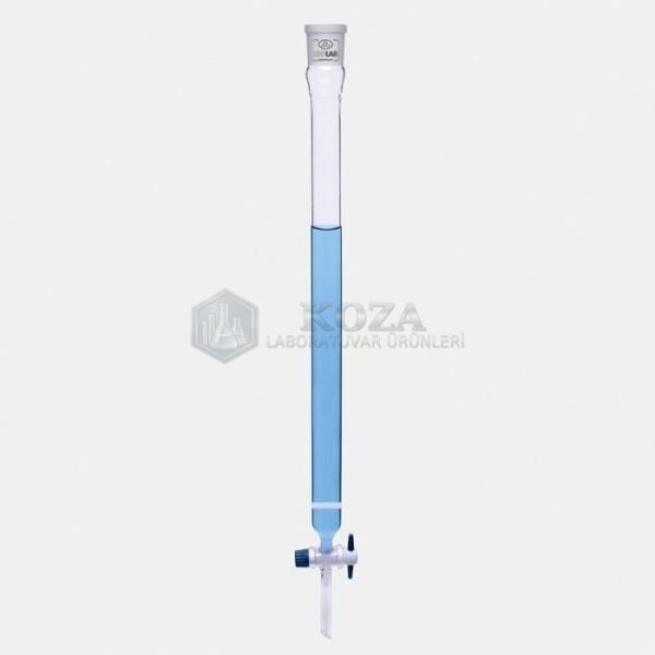 ISOLAB 066.11.005 kromotografi kolonu - dişi şilifli & fritli - 600 mm - çap 30 mm - dişi şilif : NS 29/32 (1 adet)