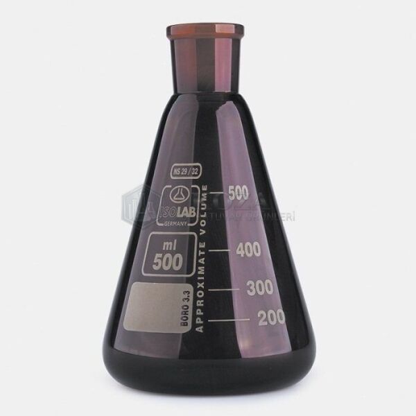 ISOLAB 028.11.502 erlen - cam - şilifli - amber - 500 ml - NS29/32 (1 adet)