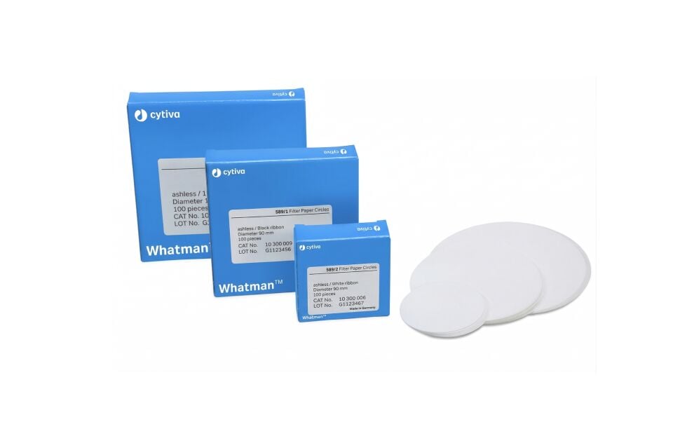 Whatman® WHA10300045-1PKG prepleated quantitative filter paper ashless grade 589/1 1/2 black ribbon