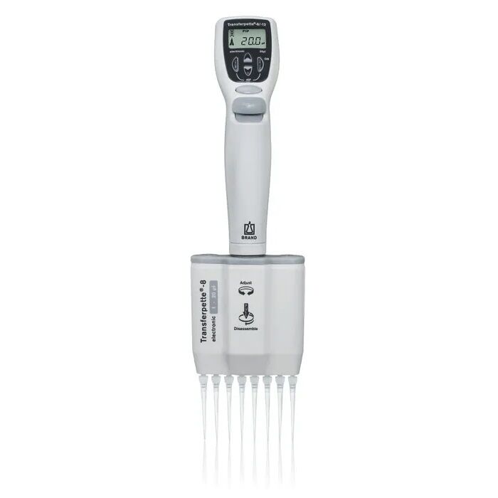 Brand 705400 Transferpette® Elektronik Ayarlı 8 Kanallı Pipet, 1 - 20 uL