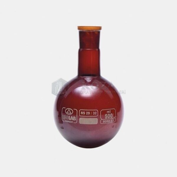 ISOLAB 030.12.501 balon - dibi yuvarlak - amber - şilifli - 500 ml - NS29/32 (1 adet)