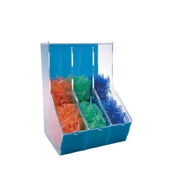ISOLAB 006.15.003 dispenser kutusu - akrilik - üç bölmeli (1 adet )