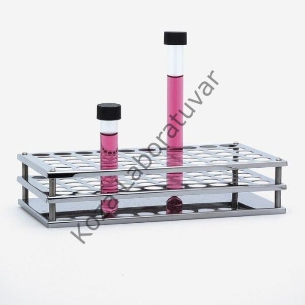 ISOLAB 079.02.001 tüp standı - paslanmaz celik - 50 delik - 13 mm tüpler için  (1 adet )