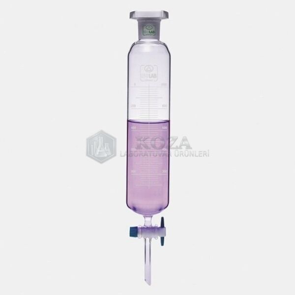 ISOLAB 031.06.100 ayırma hunisi - cam - silindirik - dereceli - PTFE musluklu - 100 ml (1 adet)