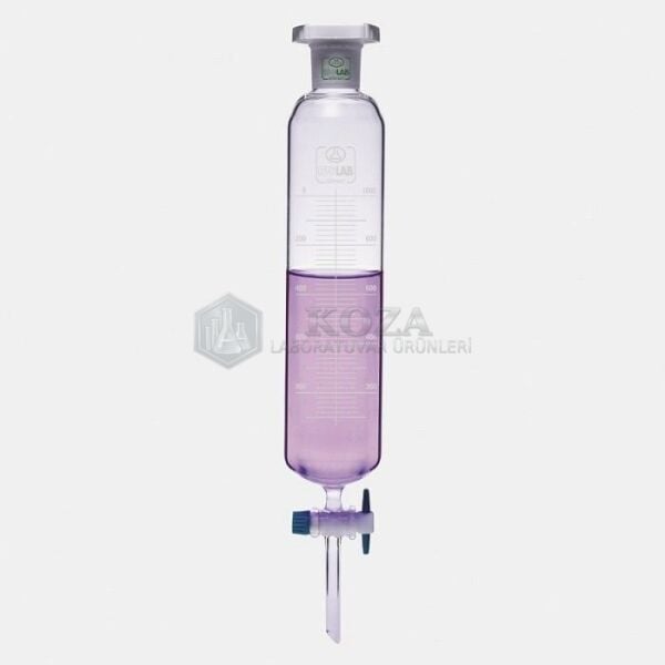 ISOLAB 031.06.500 ayırma hunisi - cam - silindirik - dereceli - PTFE musluklu - 500 ml (1 adet)