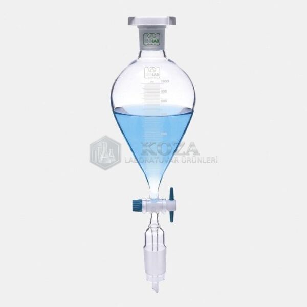 ISOLAB 032.01.100 damlatma hunisi - cam - armudi - dereceli - PTFE musluklu - 100 ml (1 adet)