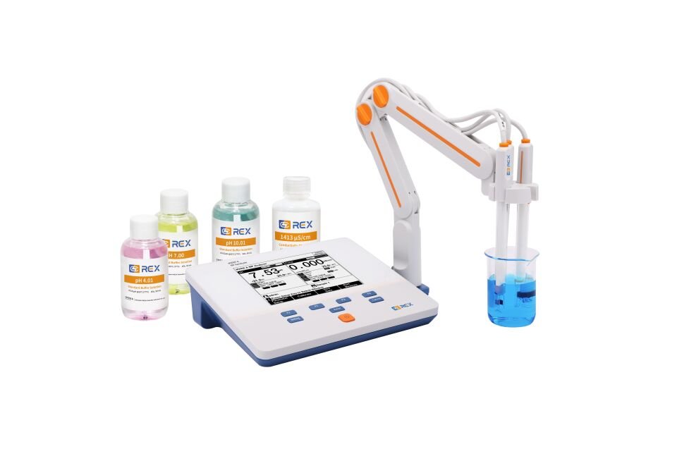 Inesa REX M300F-A Masaüstü Multiparametre / pH/EC/ISE/Temp E-301-QC ph ve DJS-1VTC EC iletkenlik elektrodları ile