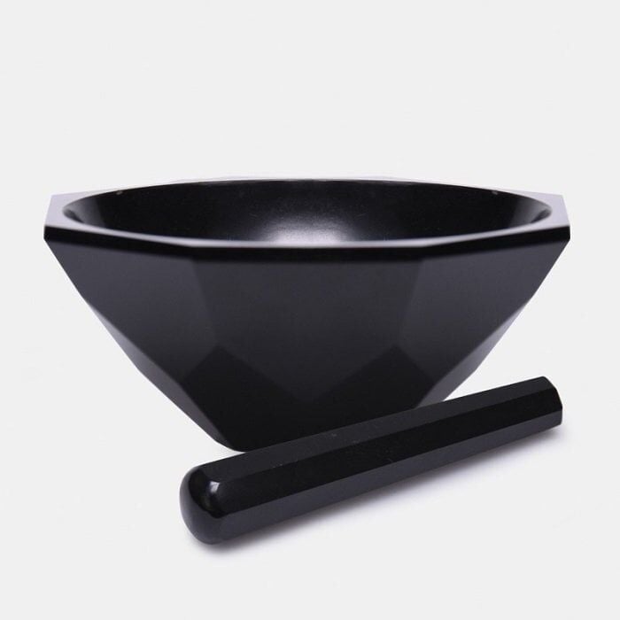 ISOLAB 038.18.150 havan - agat - tokmağı ile - çap 150 mm - standart form - siyah (1 adet )