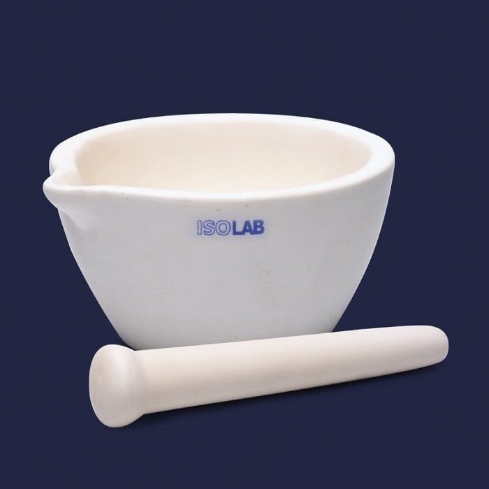 ISOLAB 038.08.050 havan - alumina - tokmağı ile - 50 mm dış çap (1 adet )