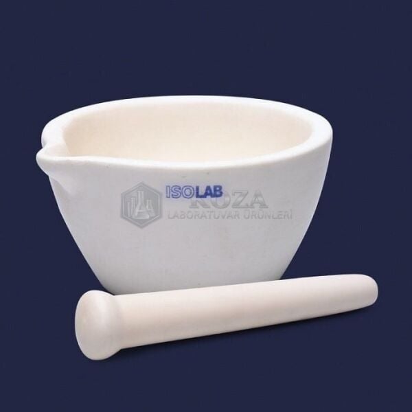 ISOLAB 038.08.075 havan - alumina - tokmağı ile - 75 mm dış çap (1 adet )