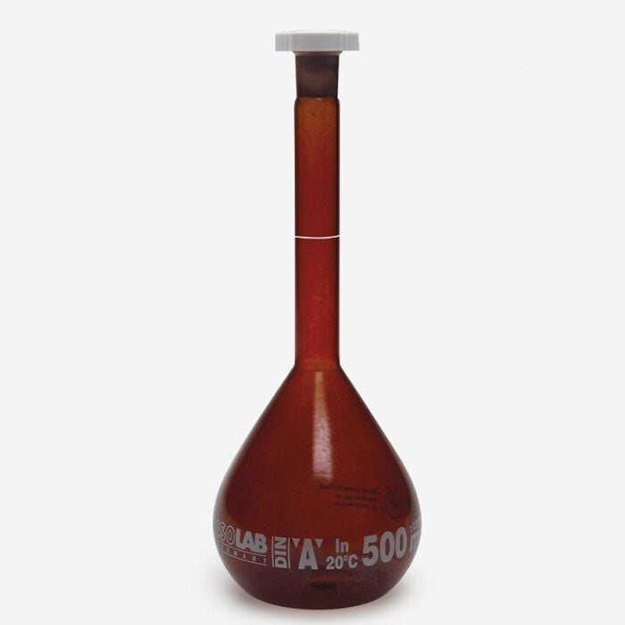 ISOLAB 014.01.250 balon joje - standard - amber - A kalite - grup sertifikalı - beyaz skala - 250 ml - NS 14/23 (2 adet )