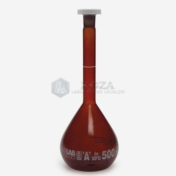 ISOLAB 014.11.005 balon joje - standard - koyu amber - A kalite   - beyaz skala - 5 ml - NS 10/19 (2 adet )