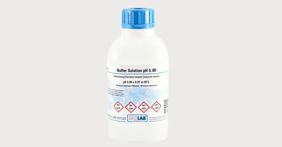 ISOLAB 908.B05.1000 tampon çözelti pH'ı 20°C'de 5,00 ± 0,01