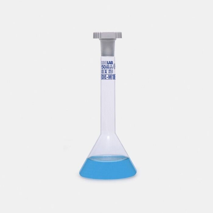 ISOLAB 013.13.050 balon joje - trapezoidal - şeffaf - A kalite - grup sertifikalı - mavi skala - 50 ml - NS 12/21 (2 adet )