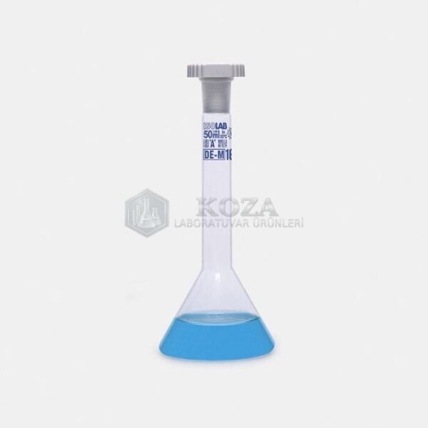 ISOLAB 013.13.050 balon joje - trapezoidal - şeffaf - A kalite - grup sertifikalı - mavi skala - 50 ml - NS 12/21 (2 adet )