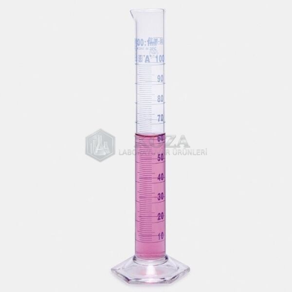 ISOLAB 015.01.010 mezür - uzun form - hexagonal cam tabanlı - A kalite - grup sertifikalı - mavi skala - 10 ml  (2 adet )