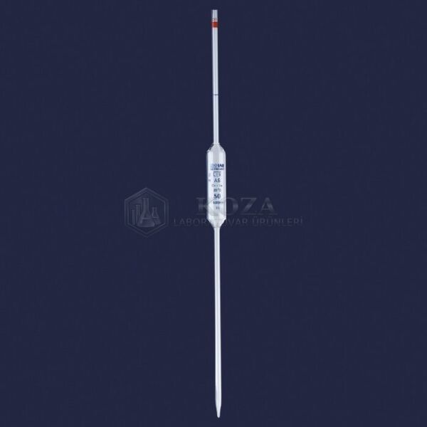 ISOLAB 021.05.001 pipet - cam - bullu - AS kalite - grup sertifikalı - mavi skala - 1 ml (10 adet )