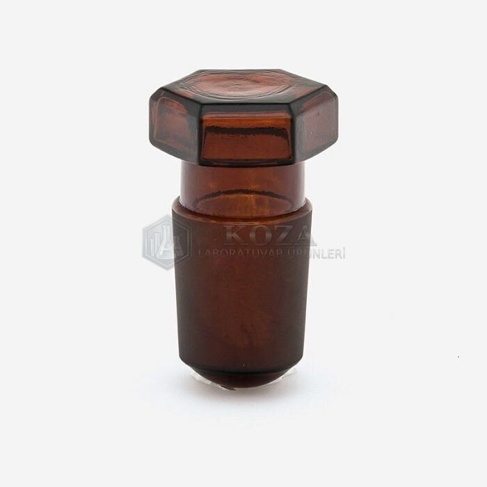 ISOLAB 051.04.007 tıpa - cam - amber - hexagonal kapaklı - NS 34/35 (1 adet )