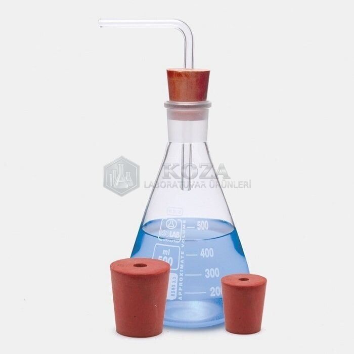ISOLAB 051.21.006 tıpa - kauçuk - delikli - 21,0 x 27,0 mm çap - 30 mm H (1 adet )