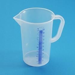 LP Italiana L290185 PP Kulplu Beher, Mavi Taksimatlı,Uzun Form, 50 ml  Ambalaj: 1 Ad.