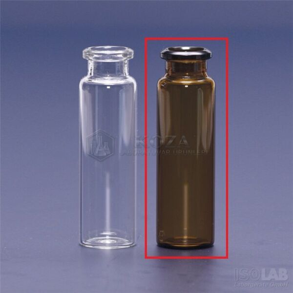 ISOLAB 097.03.002 vial - crimp kapak - N20 - 22,5x46 mm - 10 ml - amber (100 adet)